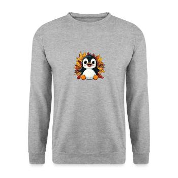 Manchot d’automne: feuillage et feuilles panachées - Sweat-shirt Unisexe - gris chiné - Devant - Alina (178cm) & Michal (187cm)