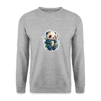 Cute Panda with Bamboo - Unisex Pullover - Weißgrau meliert - Vorne - Alina (178cm) & Michal (187cm)