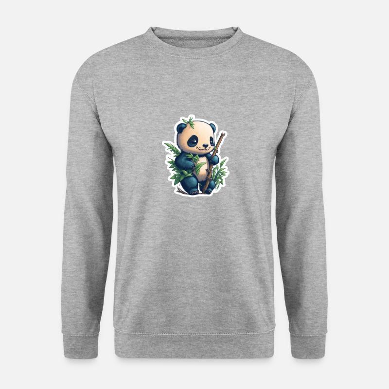 Cute Panda with Bamboo - Unisex Sweatshirt - salt & pepper