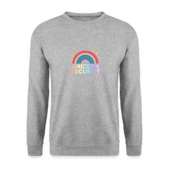 UnicoLicorne Sécurité Licorne Devise Licorne Secu - Sweat-shirt Unisexe - gris chiné - Devant - Alina (178cm) & Michal (187cm)