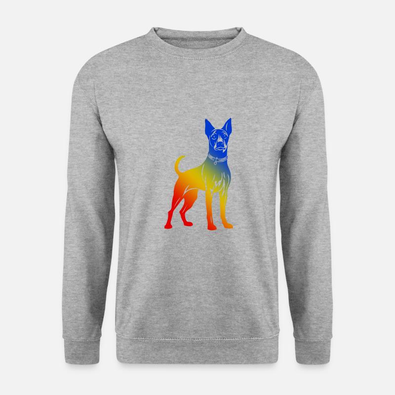Pinscher Hund - Unisex Pullover - Weißgrau meliert