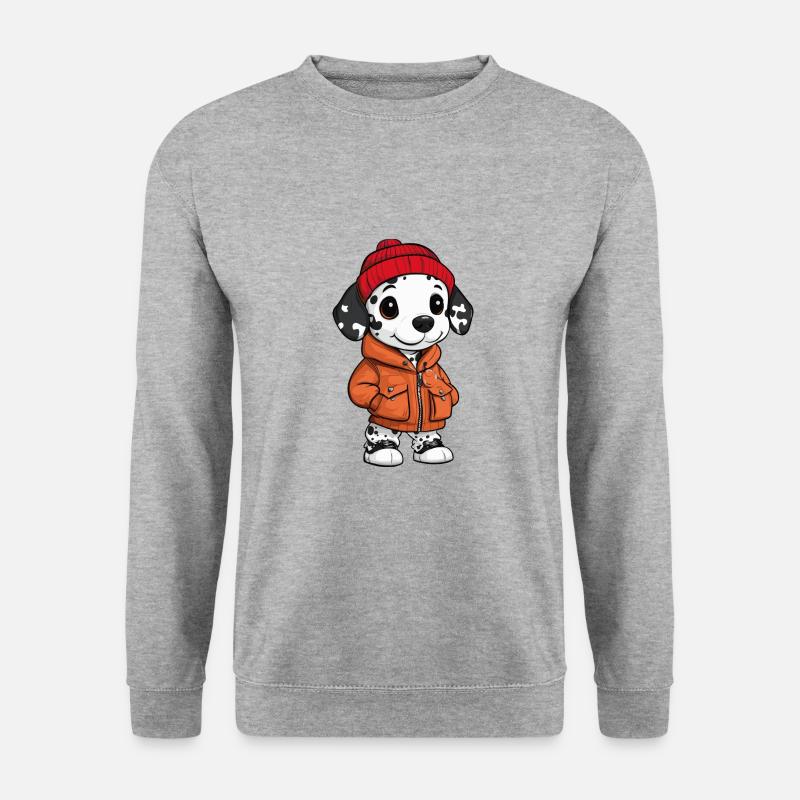 Dalmatiner Hund Winter - Unisex Pullover - Weißgrau meliert
