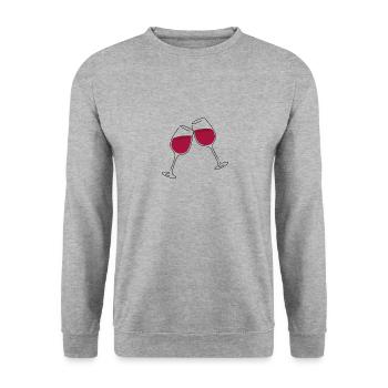 Verres à vin lineart - Sweat-shirt Unisexe - gris chiné - Devant - Alina (178cm) & Michal (187cm)