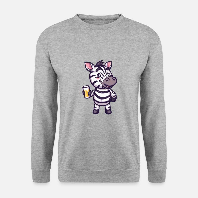 Zebra Bier Comic Party - Unisex Pullover - Weißgrau meliert