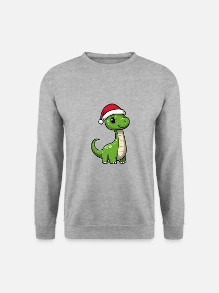 Dinosaur Brontosaurus Christmas Cute - Unisex Sweatshirt - salt & pepper