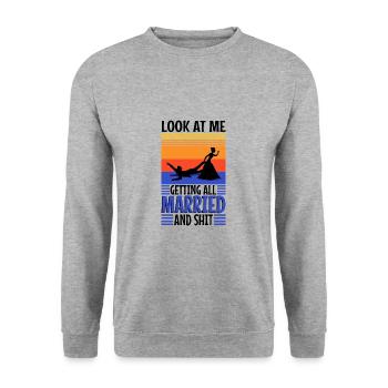 Regardez-moi me marier et merde - Sweat-shirt Unisexe - gris chiné - Devant - Alina (178cm) & Michal (187cm)