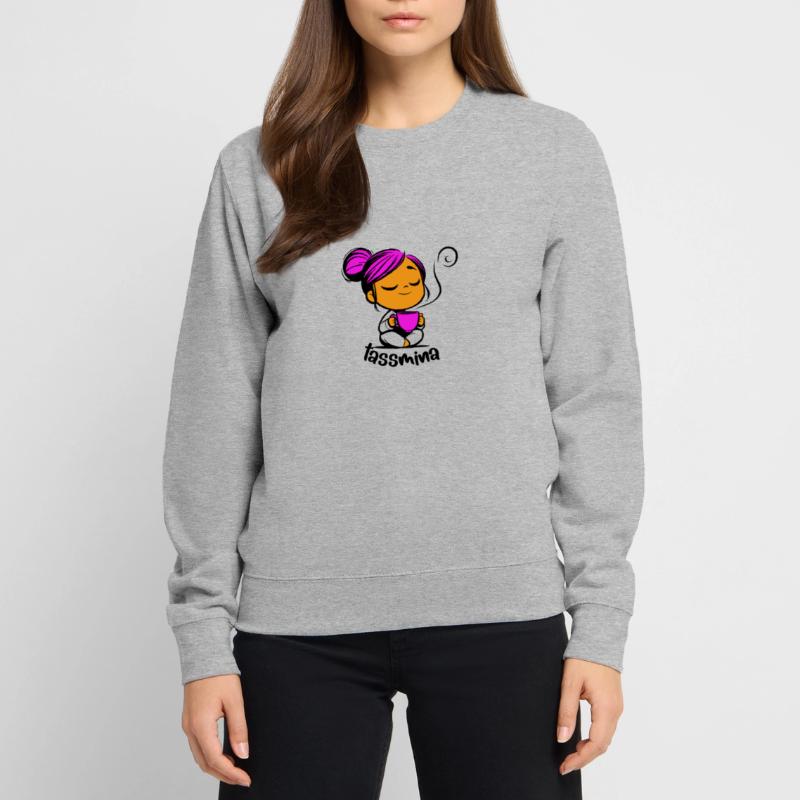 Tassmina enspannt mit einer Tasse Tee oder Kaffee Unisex Pullover