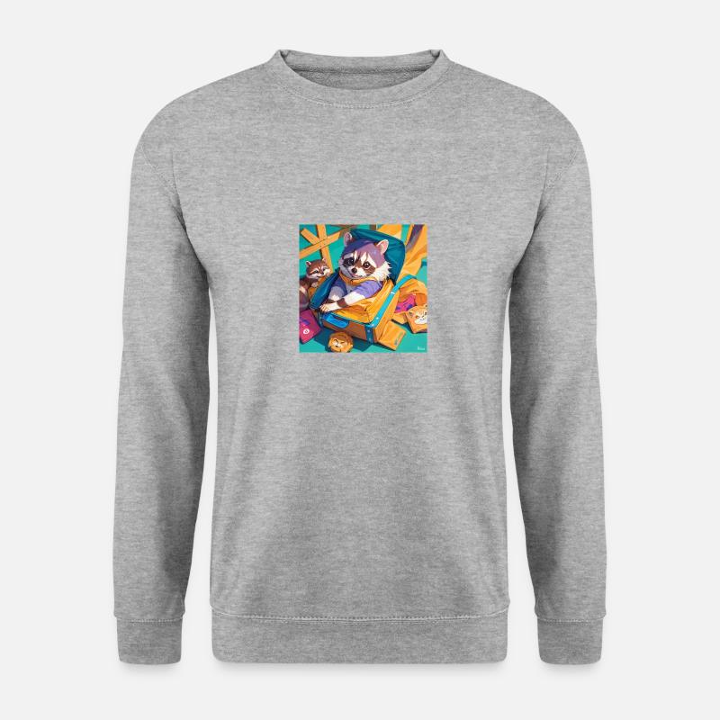 racoon - Unisex Pullover - Weißgrau meliert
