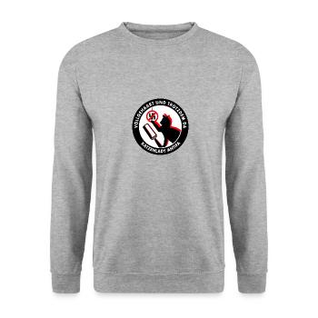 Plein de cheveux et toujours là : CAT LADY ANTIFA - Sweat-shirt Unisexe - gris chiné - Devant - Alina (178cm) & Michal (187cm)