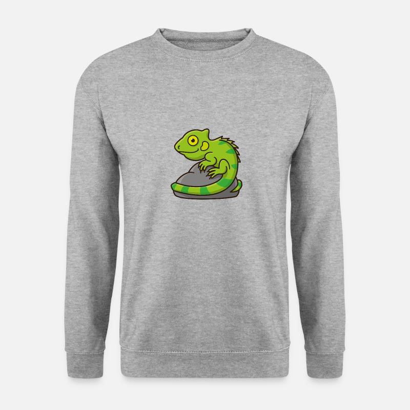 Petit iguane vert sur une pierre - Sweat-shirt Unisexe - gris chiné
