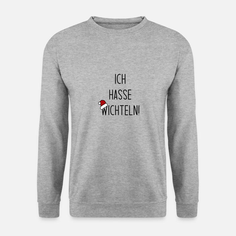 Ich hasse wichteln - Unisex Pullover - Weißgrau meliert