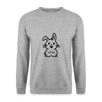 Hase Ostern - Unisex Pullover - Weißgrau meliert - Vorne - Alina (178cm) & Michal (187cm)