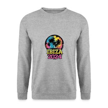 Ibiza 2024 Reise Urlaub - Unisex Pullover - Weißgrau meliert - Vorne - Alina (178cm) & Michal (187cm)