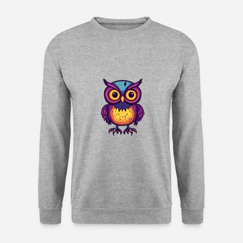 Eule Halloween Tier - Unisex Pullover - Weißgrau meliert