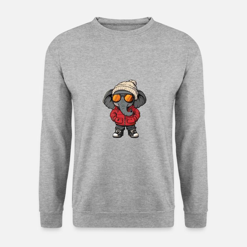 Elefant Winter - Unisex Pullover - Weißgrau meliert