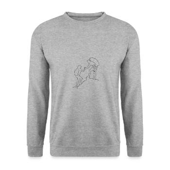 Hiking mountains drawn - Unisex Sweatshirt - salt & pepper - Front - Alina (178cm) & Michal (187cm)