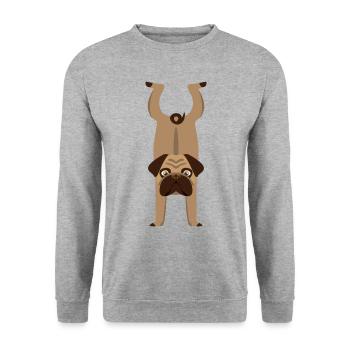 Chien Gymnastique Carlin Équilibre sur les mains Cadeau - Sweat-shirt Unisexe - gris chiné - Devant - Alina (178cm) & Michal (187cm)