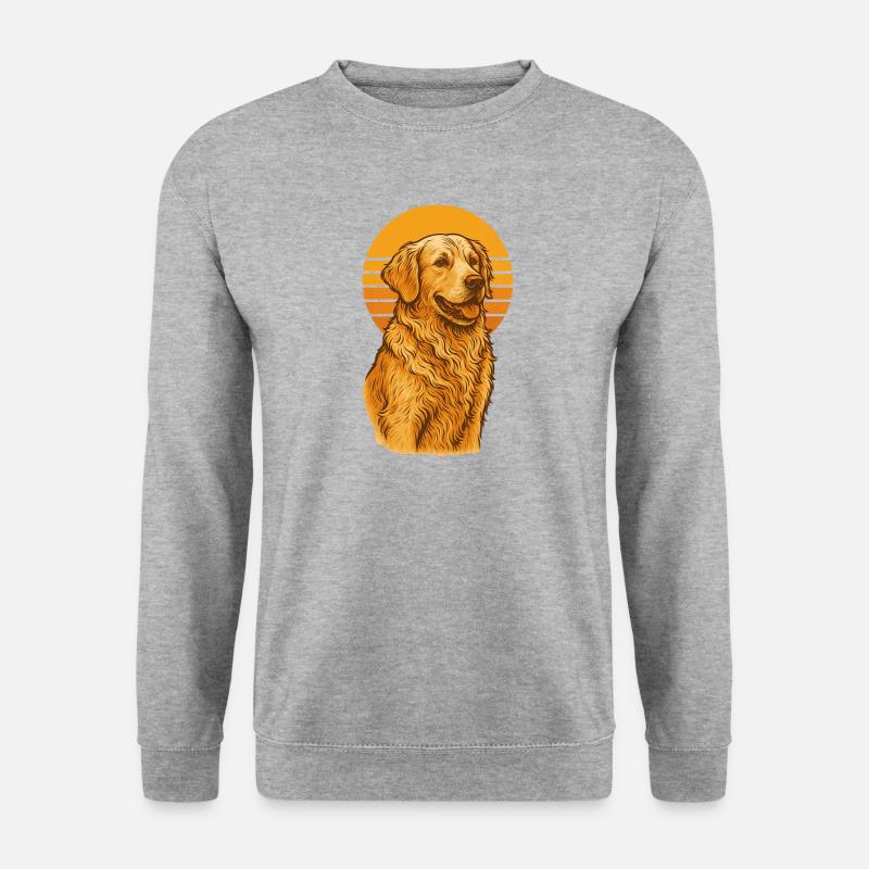 Golden Retriever Retro - Unisex Pullover - Weißgrau meliert