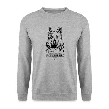 White Shepherd Mom Weißer Schäferhund Wilsigns - Unisex Pullover - Weißgrau meliert - Vorne - Alina (178cm) & Michal (187cm)