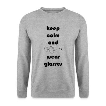 Optician Optician Glasses Spectacle wearers - Unisex Sweatshirt - salt & pepper - Front - Alina (178cm) & Michal (187cm)