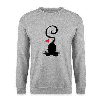 Cat red heart / cat - heart - yoga - Unisex Sweatshirt - salt & pepper - Front - Alina (178cm) & Michal (187cm)
