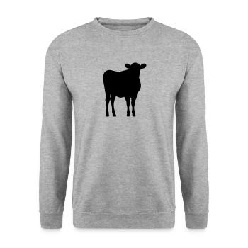 Kuh - Unisex Pullover - Weißgrau meliert - Vorne - Alina (178cm) & Michal (187cm)