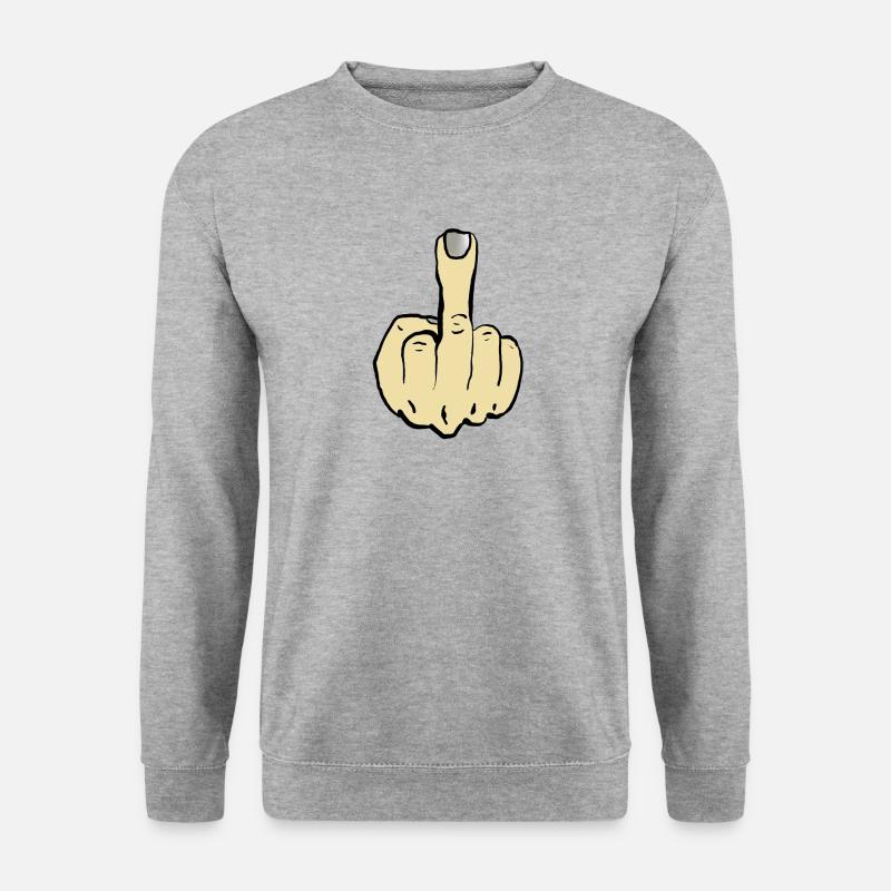 Mittelfinger - Unisex Pullover - Weißgrau meliert