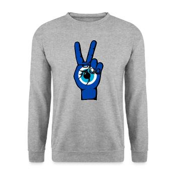 Symbole de la victoire de la paix de Nazar - Sweat-shirt Unisexe - gris chiné - Devant - Alina (178cm) & Michal (187cm)
