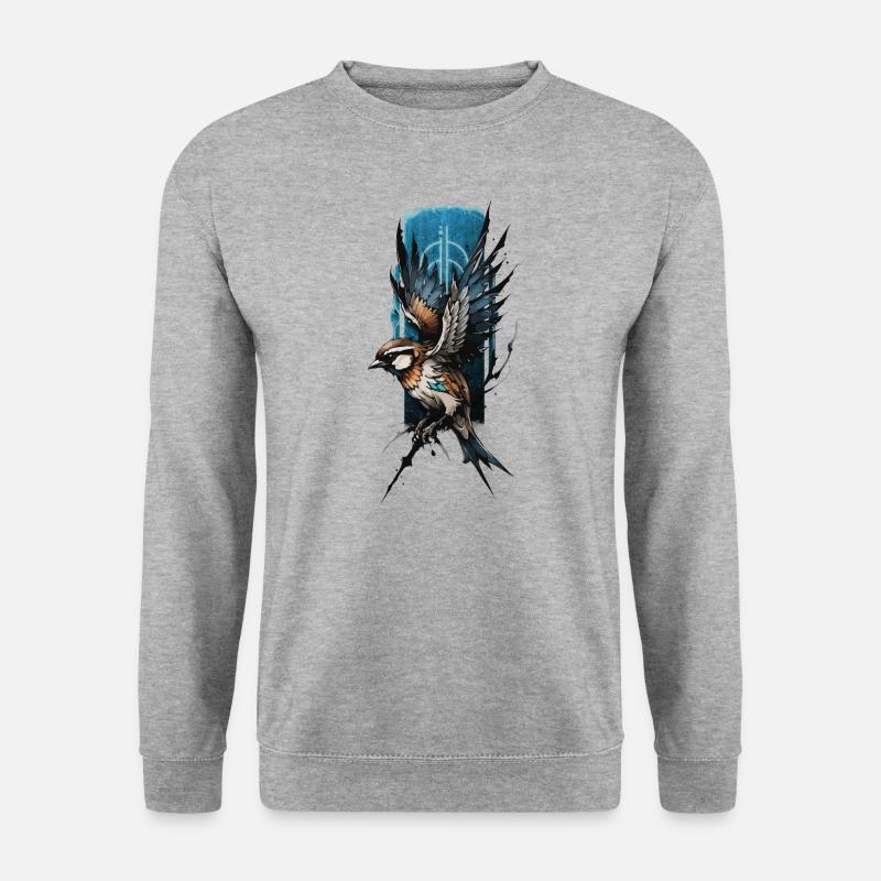 Astbarsch: Kardinalvogel breitet seine Flügel aus - Unisex Pullover - Weißgrau meliert