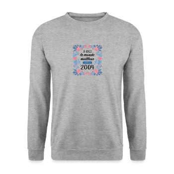 anniv femme humour 2004 20 ans - Sweat-shirt Unisexe - gris chiné - Devant - Alina (178cm) & Michal (187cm)