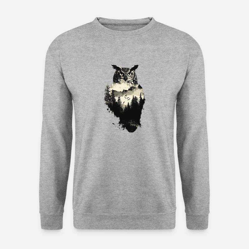 Eule Tier Eulen Vogel Küken Wald Natur - Unisex Pullover - Weißgrau meliert
