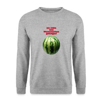 wassermelone getrage - Unisex Pullover - Weißgrau meliert - Vorne - Alina (178cm) & Michal (187cm)
