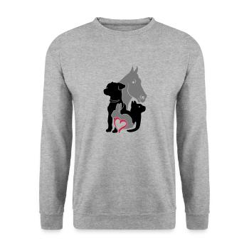 Haustiere Herz klein little Heart - Unisex Pullover - Weißgrau meliert - Vorne - Alina (178cm) & Michal (187cm)