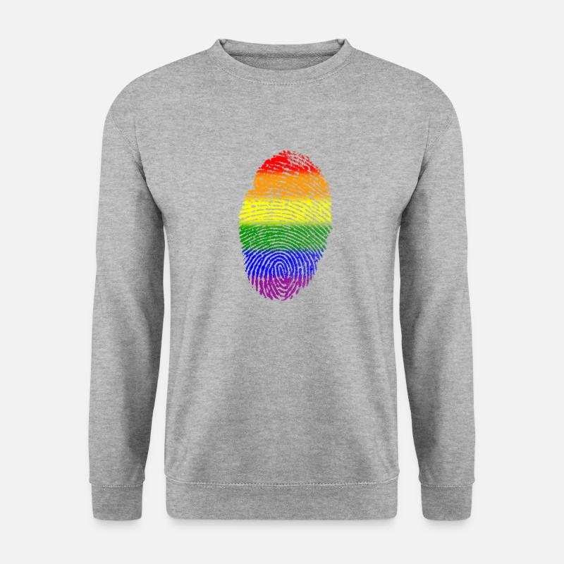 Regenbogen LGBT Fingerabdruck - Unisex Pullover - Weißgrau meliert