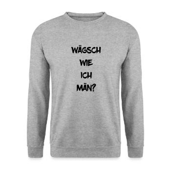 Wägsch wie ich män Pfälzischer Dialekt Geschenk - Unisex Pullover - Weißgrau meliert - Vorne - Alina (178cm) & Michal (187cm)