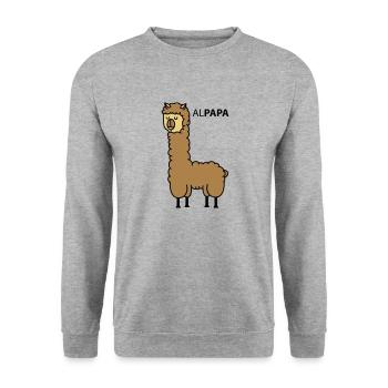 Alpaga comme papa - Sweat-shirt Unisexe - gris chiné - Devant - Alina (178cm) & Michal (187cm)
