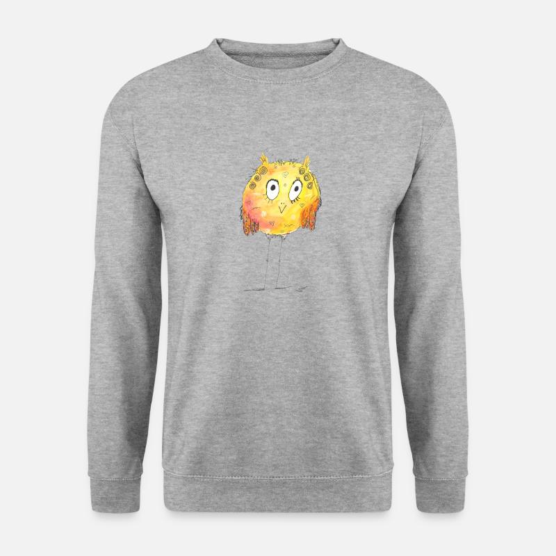 Happy yellow bird - Unisex Pullover - Weißgrau meliert