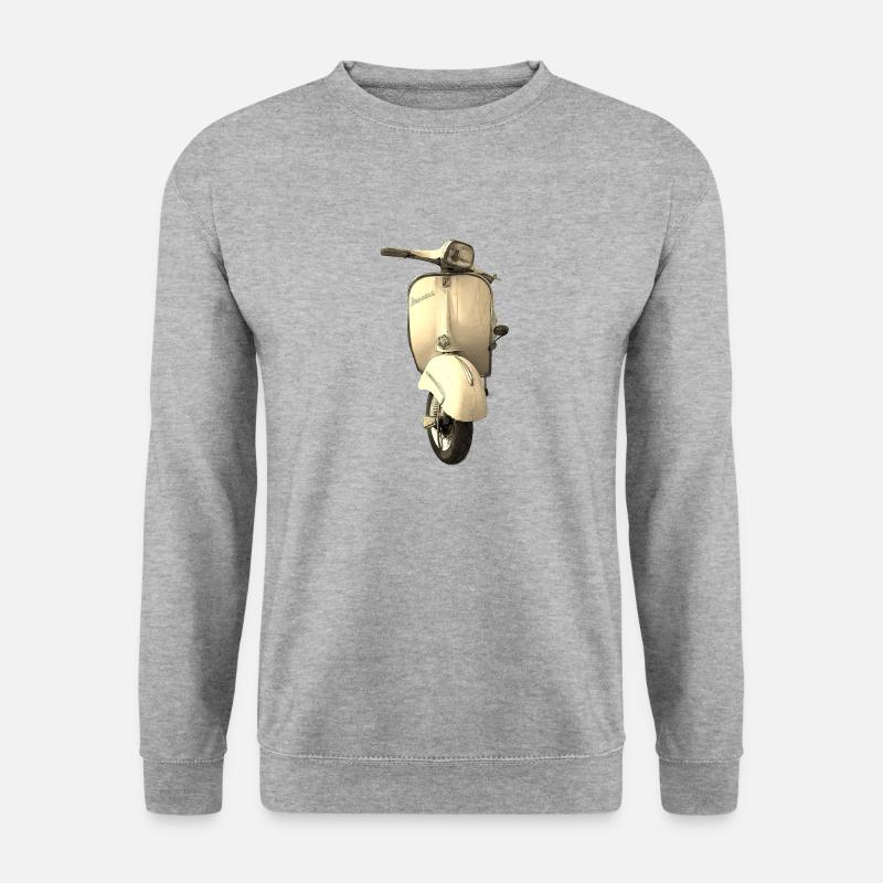 Cremefarbener Retro-Roller - Unisex Pullover - Weißgrau meliert