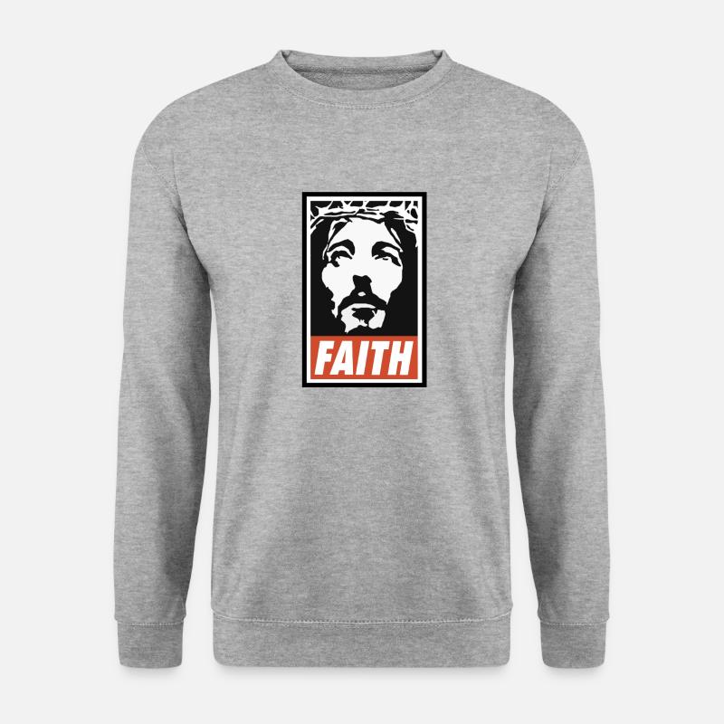 Faith black/white/red - Unisex Pullover - Weißgrau meliert