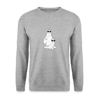 simple, cool bear and fox with sunglasses - Unisex Sweatshirt - salt & pepper - Front - Alina (178cm) & Michal (187cm)