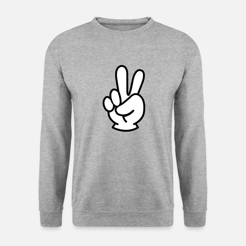peace hand - Unisex Pullover - Weißgrau meliert