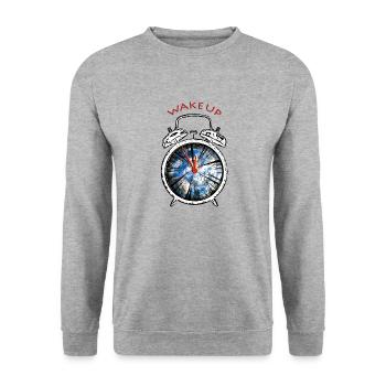Klima Schutz, Naturschutz, Klimawandel - Unisex Pullover - Weißgrau meliert - Vorne - Alina (178cm) & Michal (187cm)