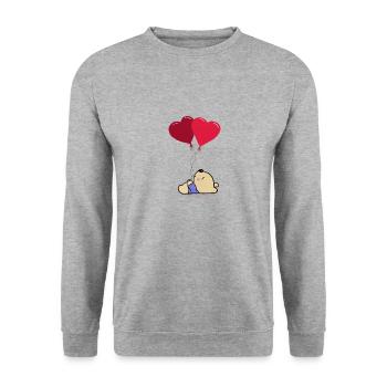 Rote Luftballons - Unisex Pullover - Weißgrau meliert - Vorne - Alina (178cm) & Michal (187cm)