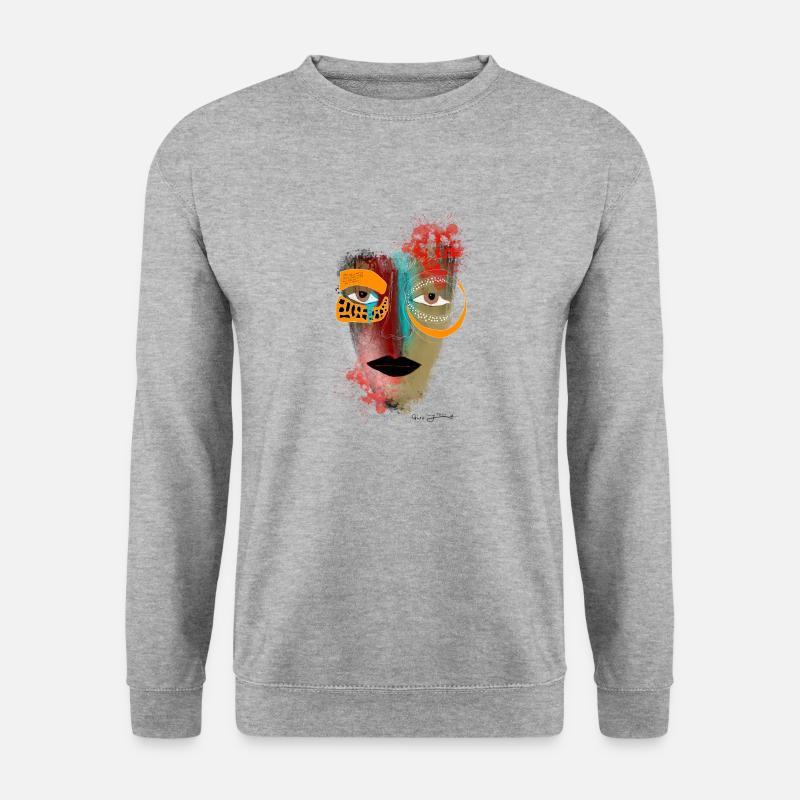 maske klecks - Unisex Pullover - Weißgrau meliert