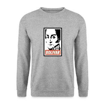 Simon Bolivar - Unisex Pullover - Weißgrau meliert - Vorne - Alina (178cm) & Michal (187cm)