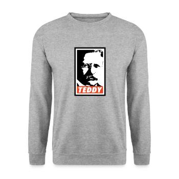 Teddy Roosevelt - Unisex Pullover - Weißgrau meliert - Vorne - Alina (178cm) & Michal (187cm)
