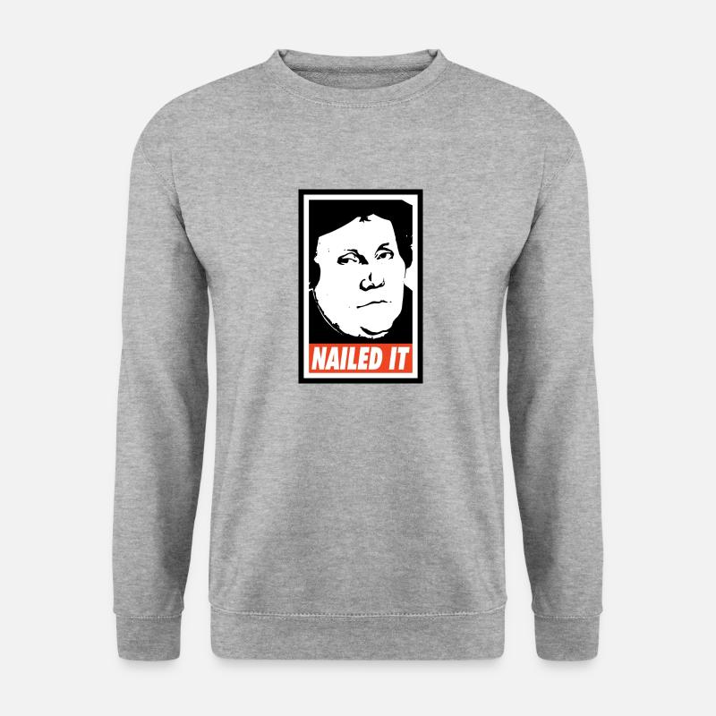 Nagelte es Martin Luther - Unisex Pullover - Weißgrau meliert