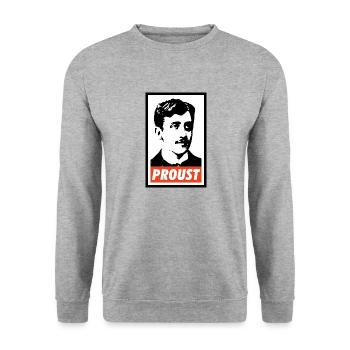 Marcel Proust - Sweat-shirt Unisexe - gris chiné - Devant - Alina (178cm) & Michal (187cm)