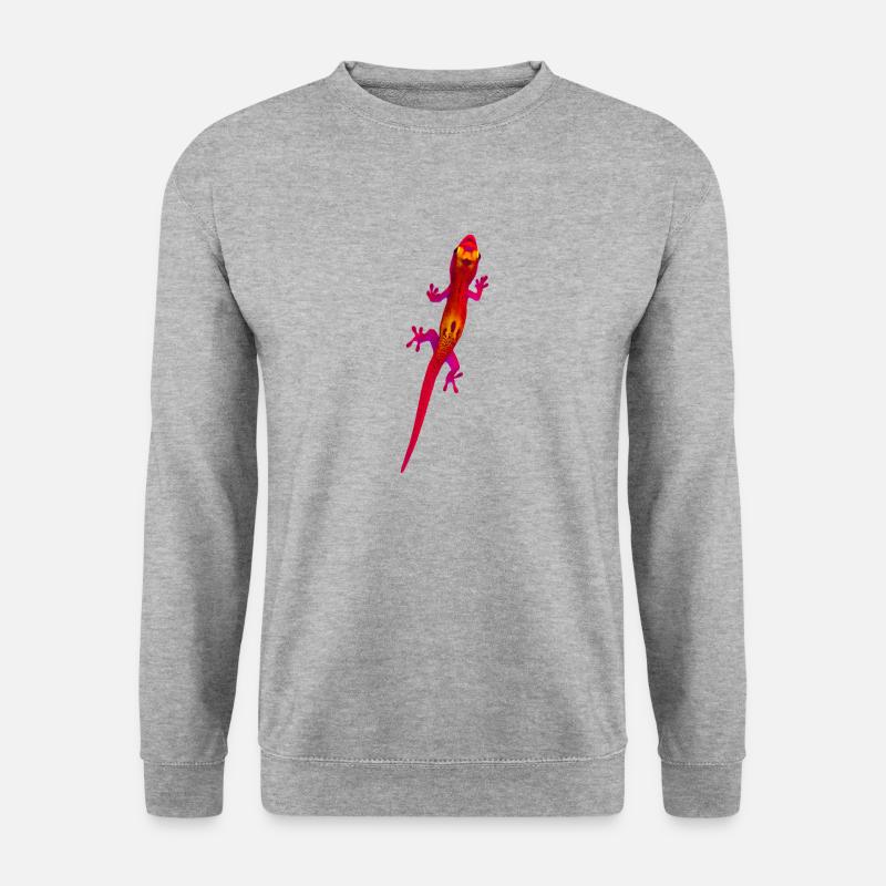 Roter Gecko - Unisex Pullover - Weißgrau meliert