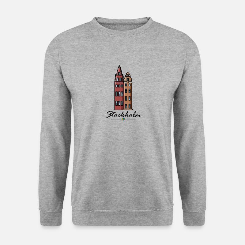 STORTORGET Geschäftshäuser in Stockholm, Schweden - Unisex Pullover - Weißgrau meliert